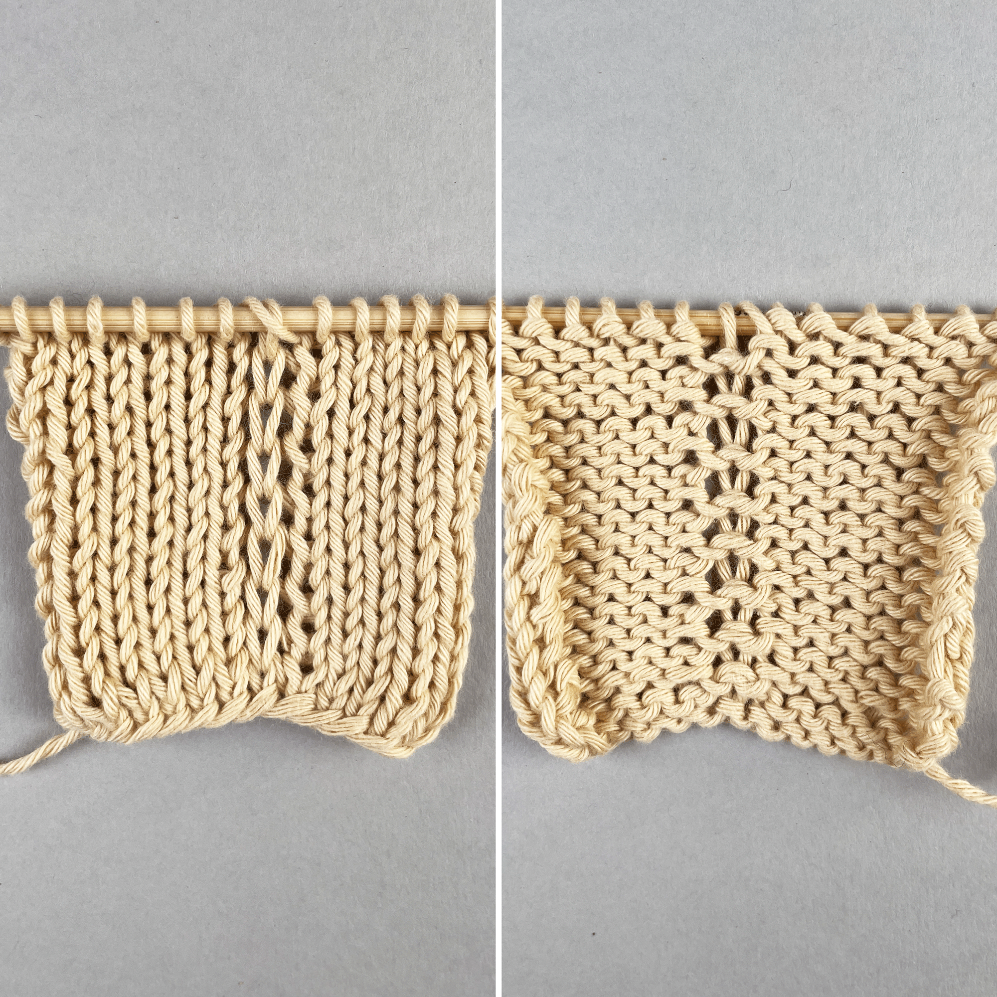 Masche mit Umschlag gestrickt