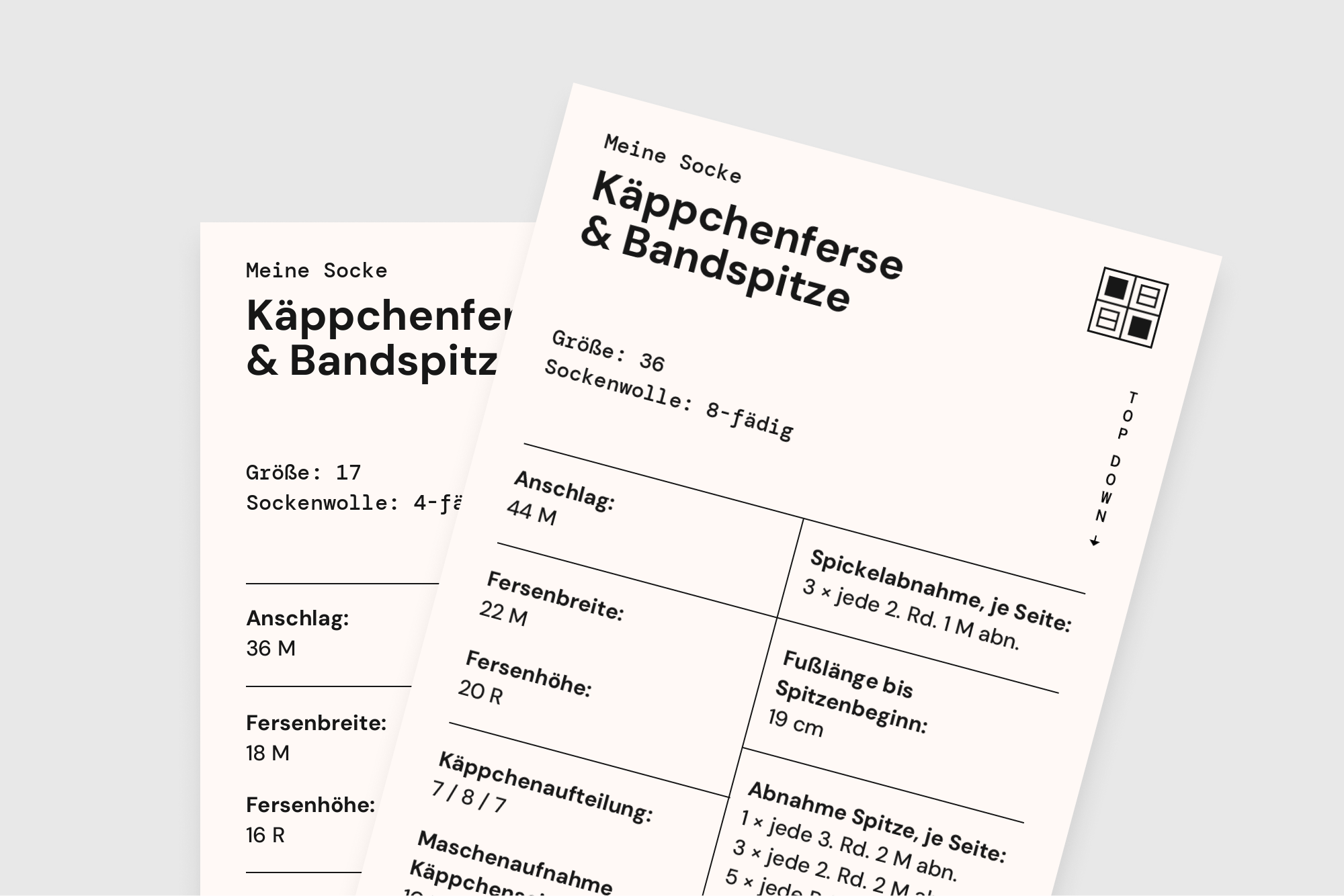 Stockentabelle für nur deine Größe, ohne Zahlen von anderen Größen